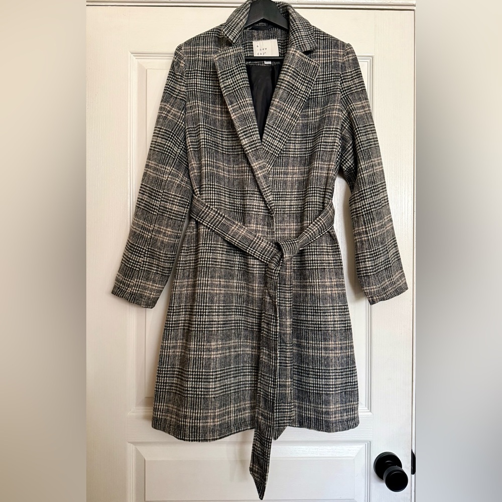 A New Day Black and White Plaid Houndstooth Coat